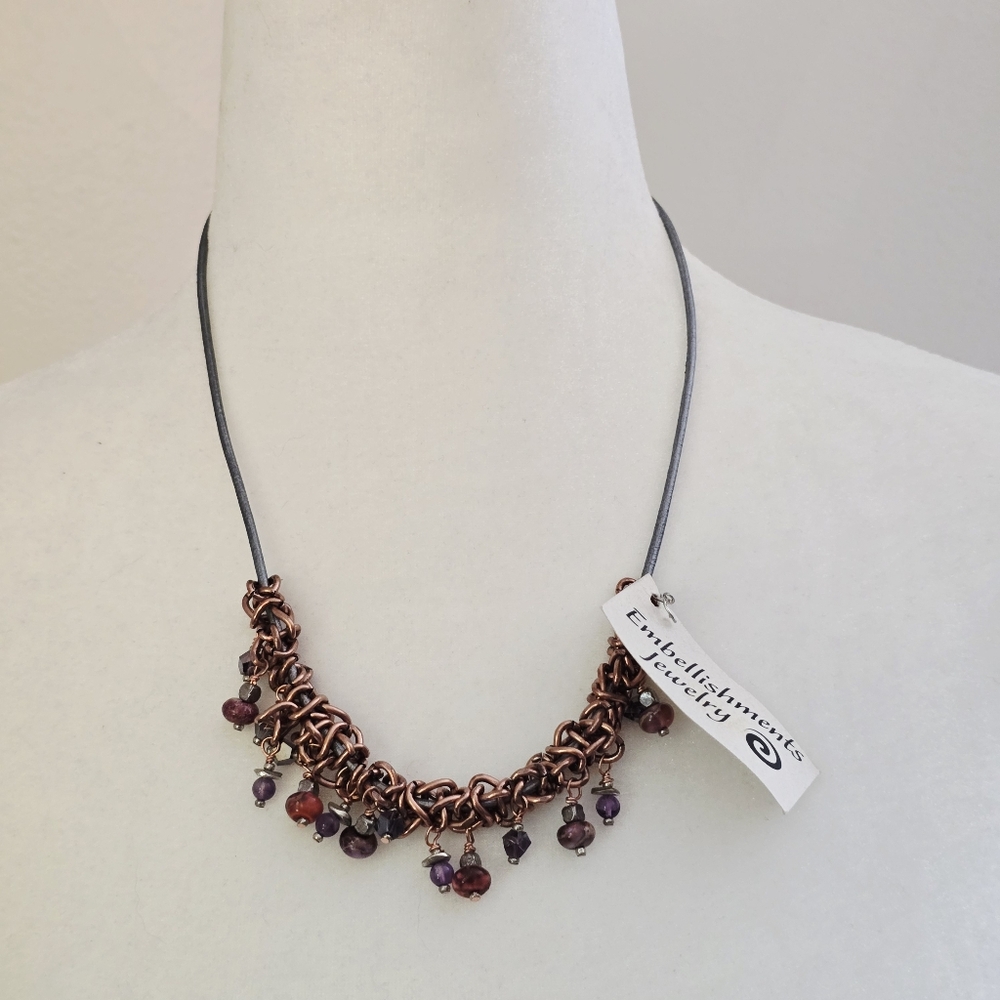 Vintage Copper and Purple Beaded Necklace
